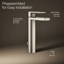 Tall single-handle bathroom sink faucet, 1.2 gpm
