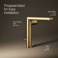 Tall single-handle bathroom sink faucet with Cylindrical handle, 1.2 gpm