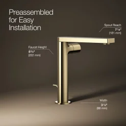 Tall single-handle bathroom sink faucet with Cylindrical handle, 1.2 gpm