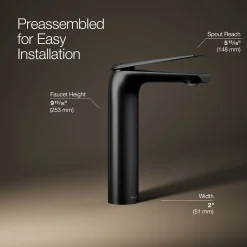 Tall single-handle bathroom sink faucet, 1.2 gpm