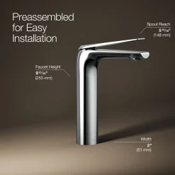 Tall single-handle bathroom sink faucet, 1.2 gpm