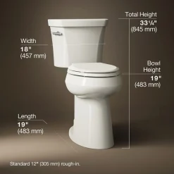 Tall two-piece elongated toilet, 1.28 gpf