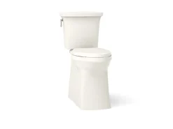 Tall two-piece elongated toilet with skirted trapway, 1.28 gpf