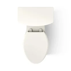 Tall two-piece elongated toilet with skirted trapway, 1.28 gpf