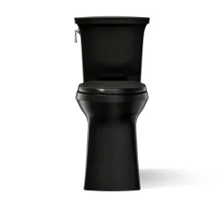Tall two-piece elongated toilet with skirted trapway, 1.28 gpf