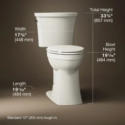 Tall two-piece elongated toilet, 1.28 gpf