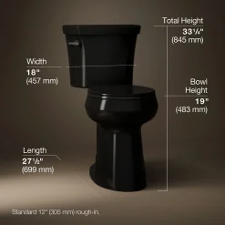 Tall two-piece round-front toilet, 1.28 gpf