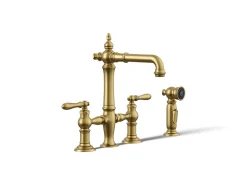 Three-hole bridge bar sink faucet with side sprayer