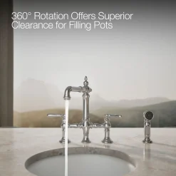 Three-hole bridge bar sink faucet with side sprayer