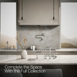Three-hole bridge bar sink faucet with side sprayer