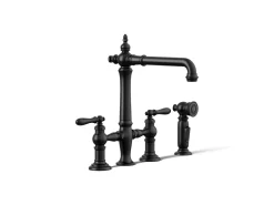 Three-hole bridge kitchen sink faucet with side sprayer