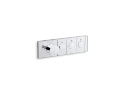 Three-outlet recessed mechanical thermostatic valve control