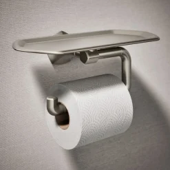 Toilet paper holder with tray
