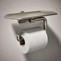 Toilet paper holder with tray