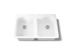 33" top-mount double-bowl kitchen sink