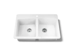 33" top-mount double-bowl kitchen sink