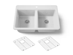 33" top-mount double-bowl kitchen sink