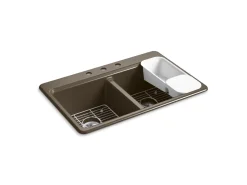 33" top-mount double-bowl workstation kitchen sink
