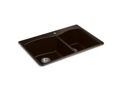 33" top-/undermount double-bowl kitchen sink