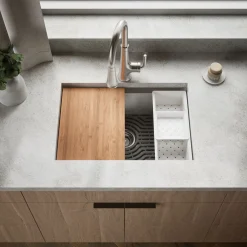 27" top-/undermount single-bowl workstation kitchen sink