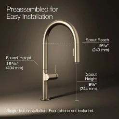 Touchless pull-down kitchen sink faucet with two-function sprayhead