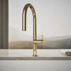 Touchless pull-down kitchen sink faucet with two-function sprayhead