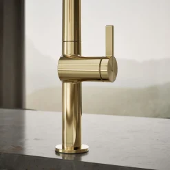 Touchless pull-down kitchen sink faucet with two-function sprayhead