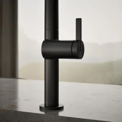 Touchless pull-down kitchen sink faucet with two-function sprayhead