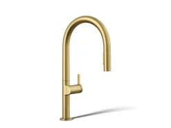 Touchless pull-down kitchen sink faucet with two-function sprayhead