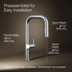 Touchless pull-down kitchen sink faucet with two-function sprayhead