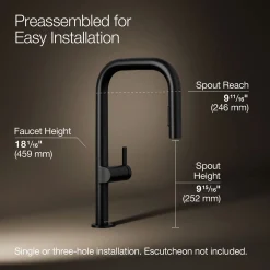 Touchless pull-down kitchen sink faucet with two-function sprayhead