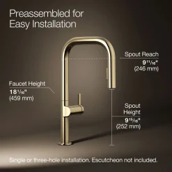Touchless pull-down kitchen sink faucet with two-function sprayhead