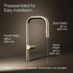 Touchless pull-down kitchen sink faucet with two-function sprayhead