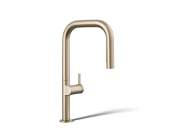 Touchless pull-down kitchen sink faucet with two-function sprayhead