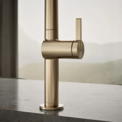Touchless pull-down kitchen sink faucet with two-function sprayhead