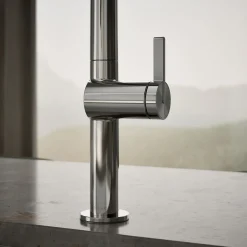 Touchless pull-down kitchen sink faucet with two-function sprayhead
