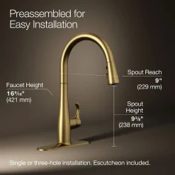 Touchless pull-down kitchen sink faucet with three-function sprayhead