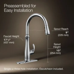 Touchless pull-down kitchen sink faucet with three-function sprayhead
