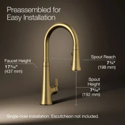 Touchless pull-down kitchen sink faucet with three-function sprayhead