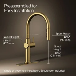 Touchless pull-down kitchen sink faucet with three-function sprayhead