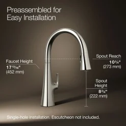 Touchless pull-down kitchen sink faucet with three-function sprayhead