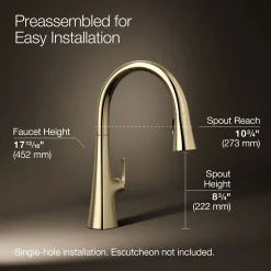 Touchless pull-down kitchen sink faucet with three-function sprayhead
