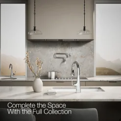 Touchless pull-down kitchen sink faucet with three-function sprayhead