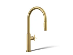 Touchless pull-down kitchen sink faucet with two-function sprayhead