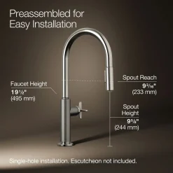 Touchless pull-down kitchen sink faucet with two-function sprayhead