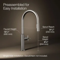 Touchless pull-down kitchen sink faucet with two-function sprayhead