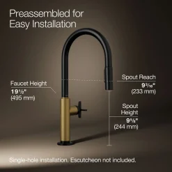 Touchless pull-down kitchen sink faucet with two-function sprayhead