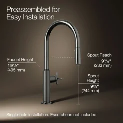 Touchless pull-down kitchen sink faucet with two-function sprayhead