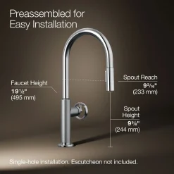 Touchless pull-down kitchen sink faucet with two-function sprayhead