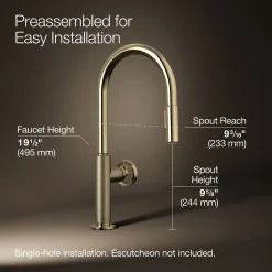 Touchless pull-down kitchen sink faucet with two-function sprayhead